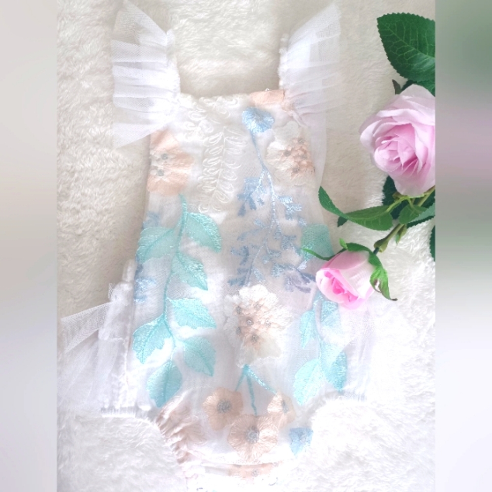 Floral Lace Baby Romper